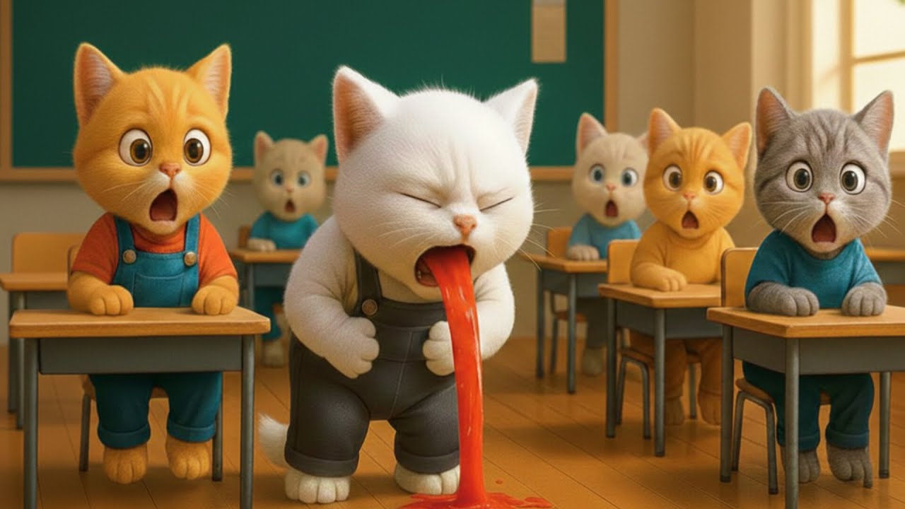 🐒🍏 The kitten vomited uncontrollably after eating the poisoned apple 🐱💥 #ai #story
