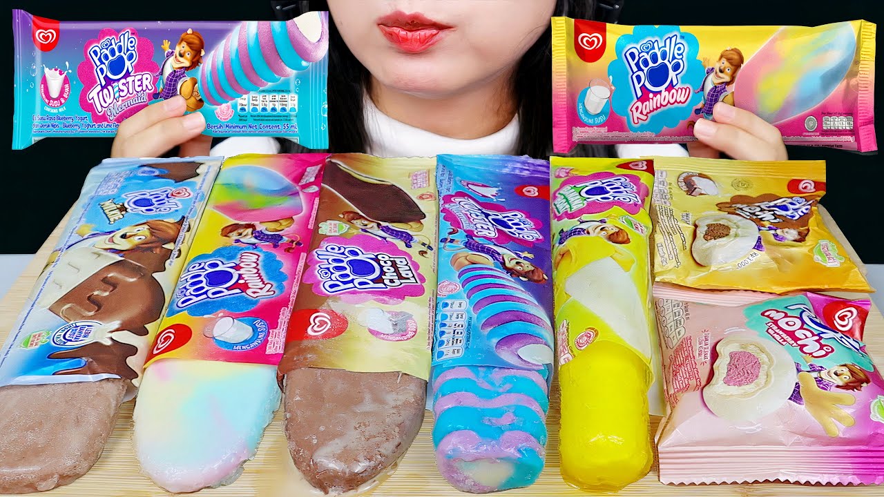 ASMR PADDLE POP ICE CREAM 🍦 PADDLE POP RAINBOW, CHOCO LAVA, BANANA BOAT, TWISTER, MOCHI ICE CREAM