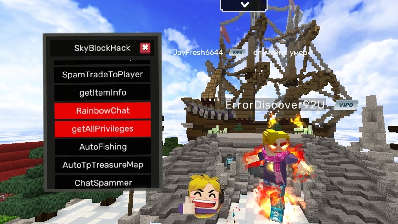 Blockman Go admin panel hack sky block run code