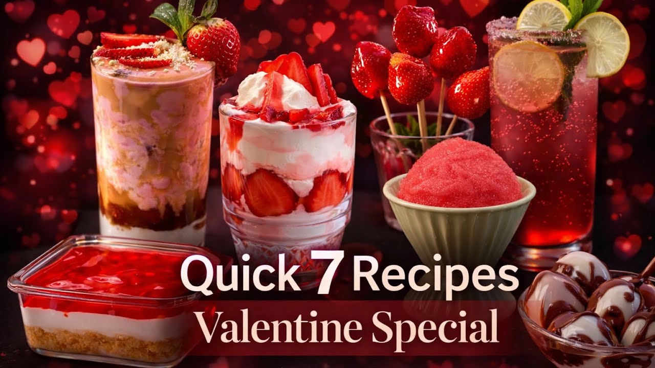 Valentine’s Week Special 💖 | 7 Quick Desserts 🍓 | Strawberry | Watermelon | No Bake Cheese Cake |