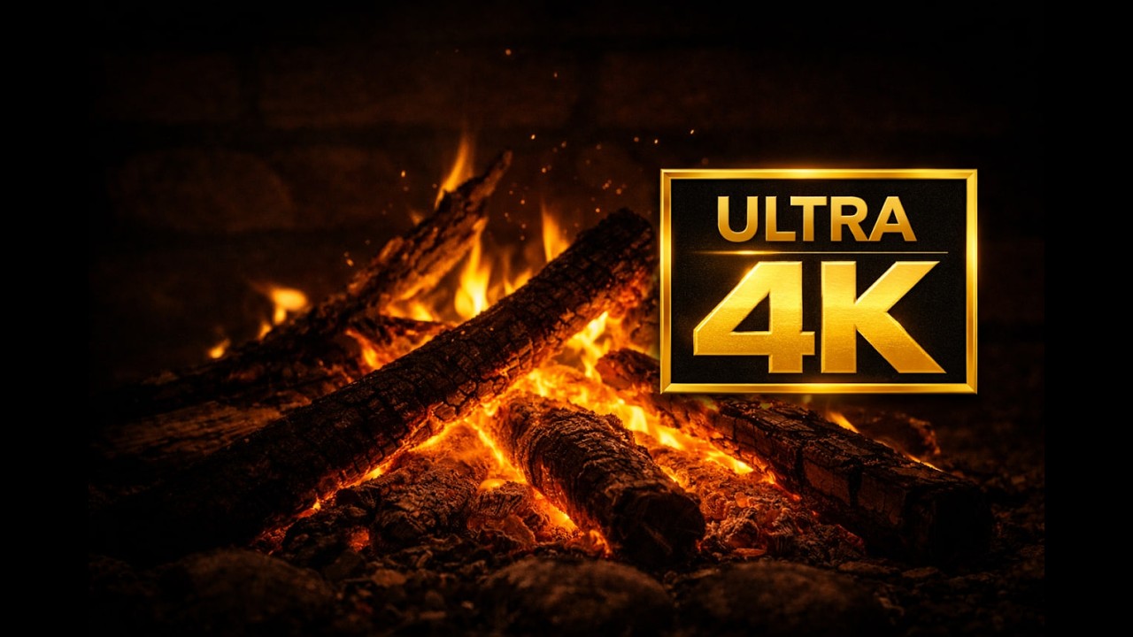 4K UHD Golden Embers 6 Hours | Cozy Fireplace Ambience