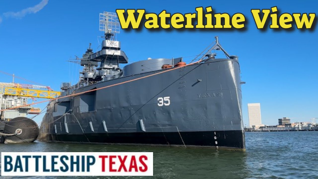 USS TEXAS BATTLESHIP WATERLINE VIEW FILMED FROM A JETSKI