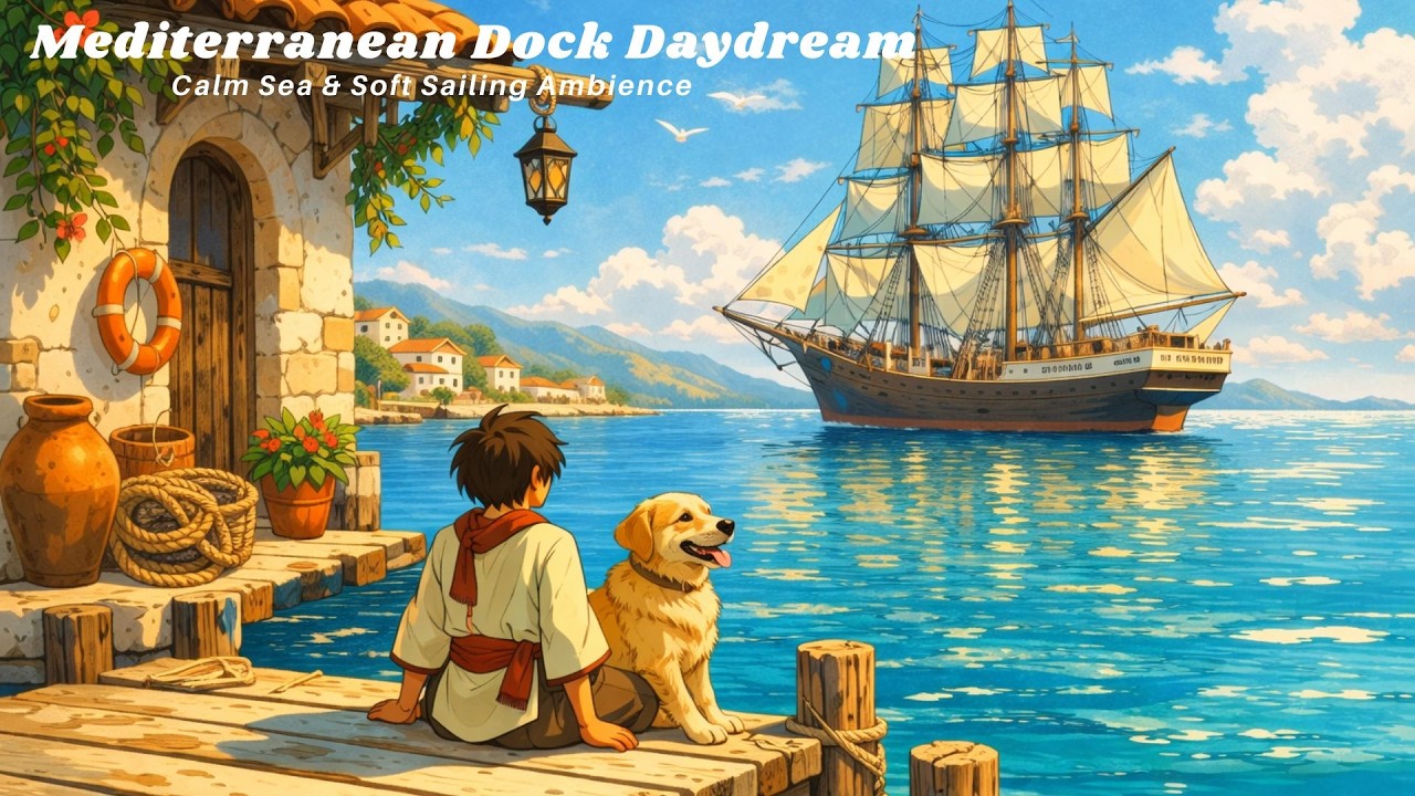 Mediterranean Dock Daydream | Calm Sea & Soft Sailing Ambience