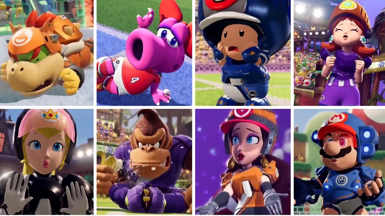 Mario Strikers: Battle League - All Character Losing Animations (DLC Included)
