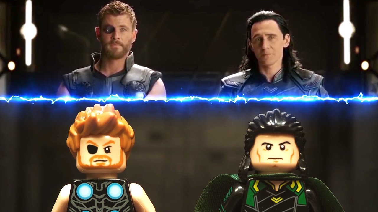 Thor Ragnarok End Credit Scene Lego Stop Motion Side by Side Comparison