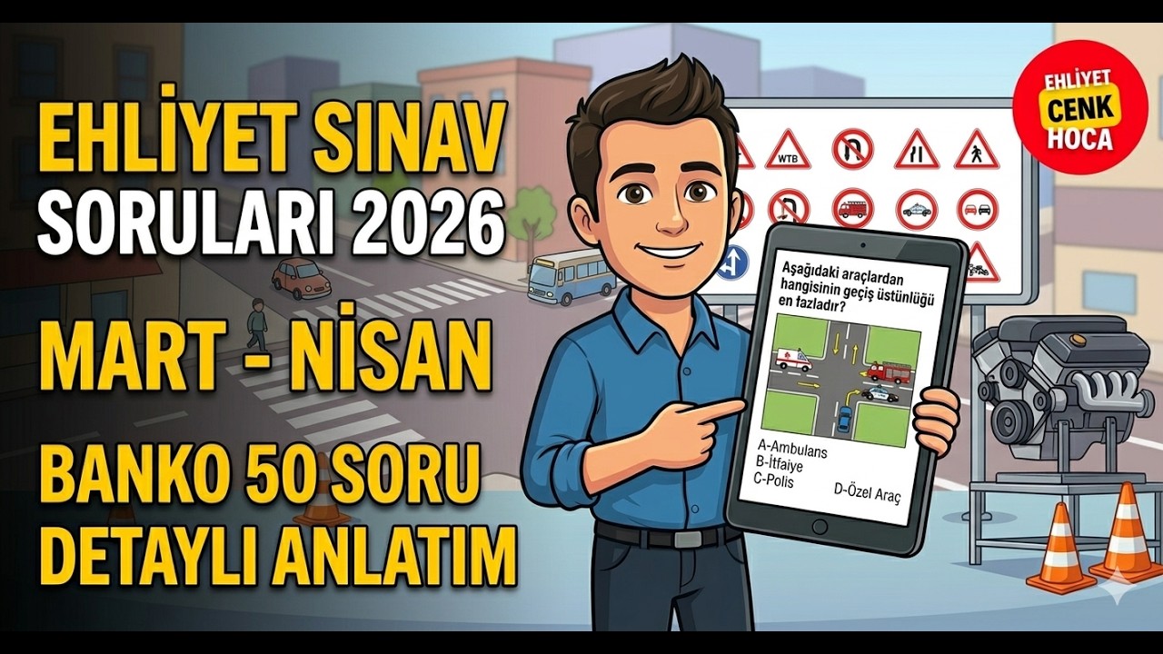 Ehliyet Sınav Soruları 2026 Mart - Nisan Çıkmış Sorular