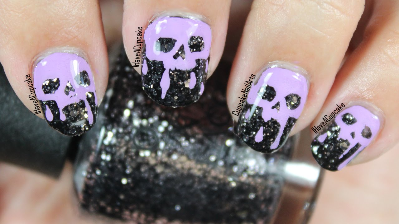 Halloween Nails - Halloween Nail Art * Dripping Skulls*