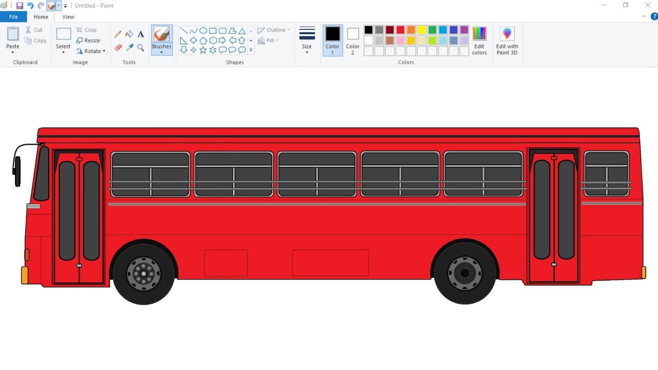 How to draw Ashok Leyland Bus on computer using Ms Paint | Bus drawing in Ms Paint.