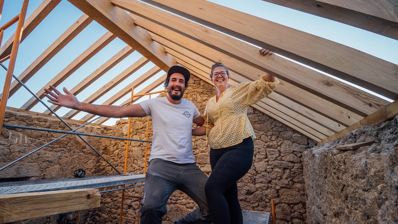 Timber Framed Roof Construction! Tiny Home Stone Barn Conversion