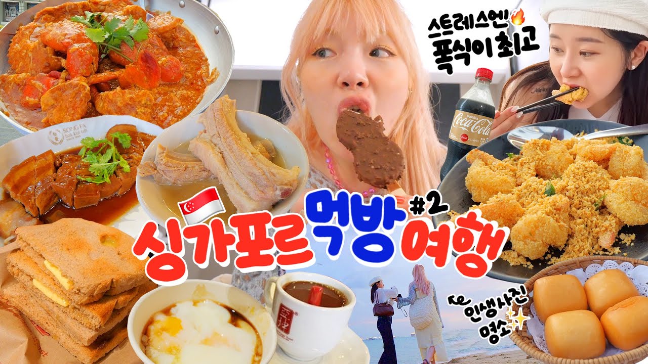 외국인에게 추행을 당해버렸지 뭐야..?🤬 싱가포르 먹방여행 2편🇸🇬 | (송파바쿠테,야쿤카야토스트,칠리크랩,시리얼새우,편의점털기,동파육) | 점보시푸드,바다뷰,먹방브이로그💚