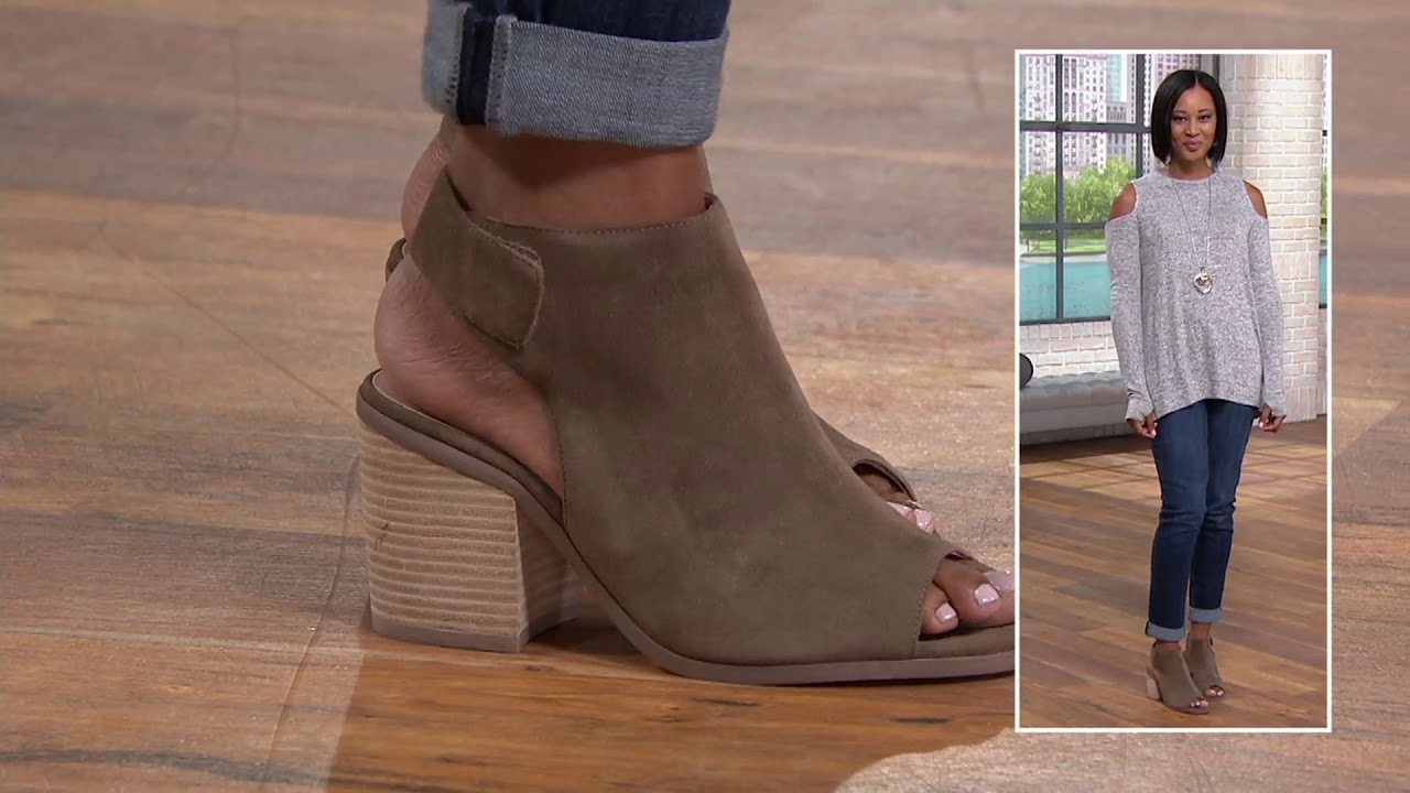 Sole Society Suede Peep-Toe Ankle Booties - Jagger on QVC