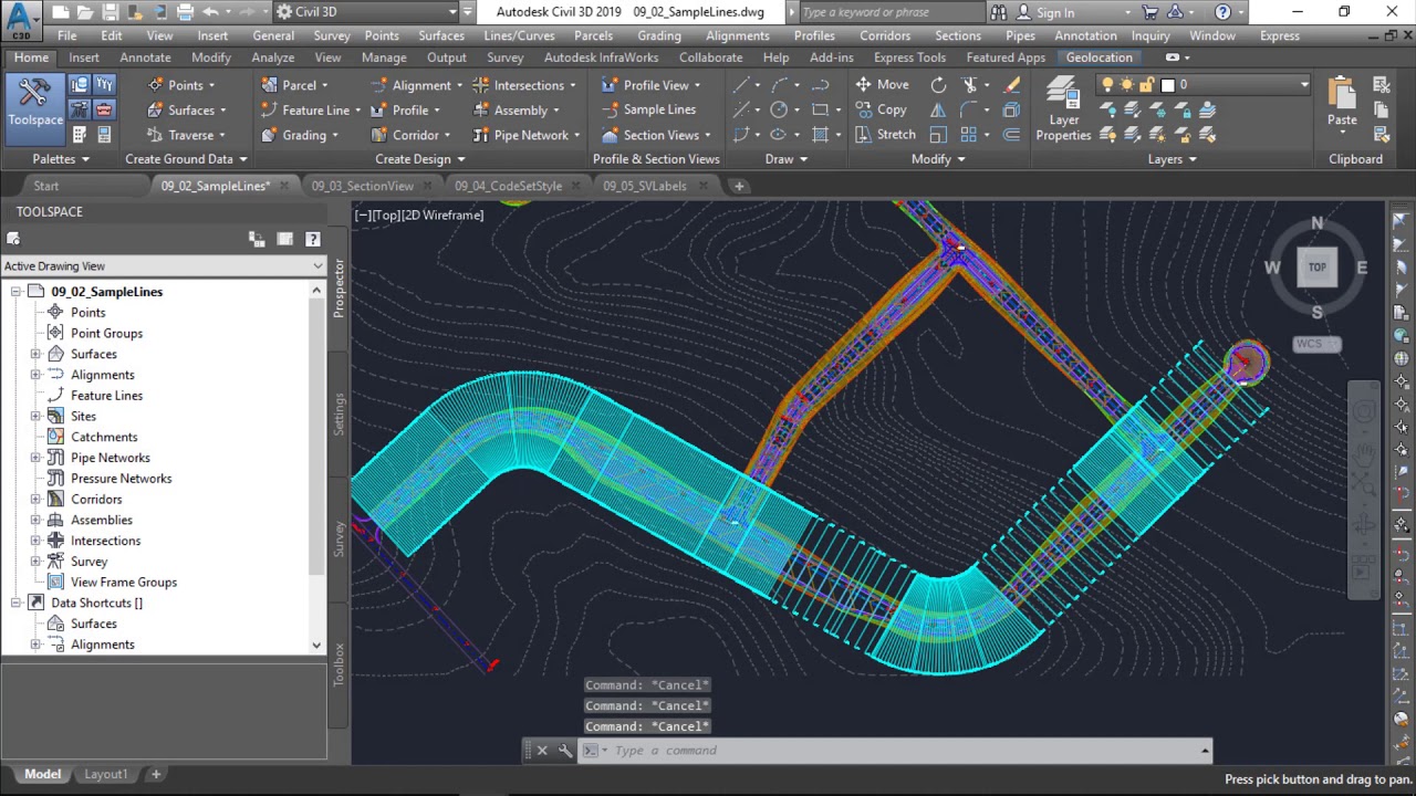23. CIVIL 3D CREATE SAMPLE LINE AND MULTIPLE SECTION VIEW