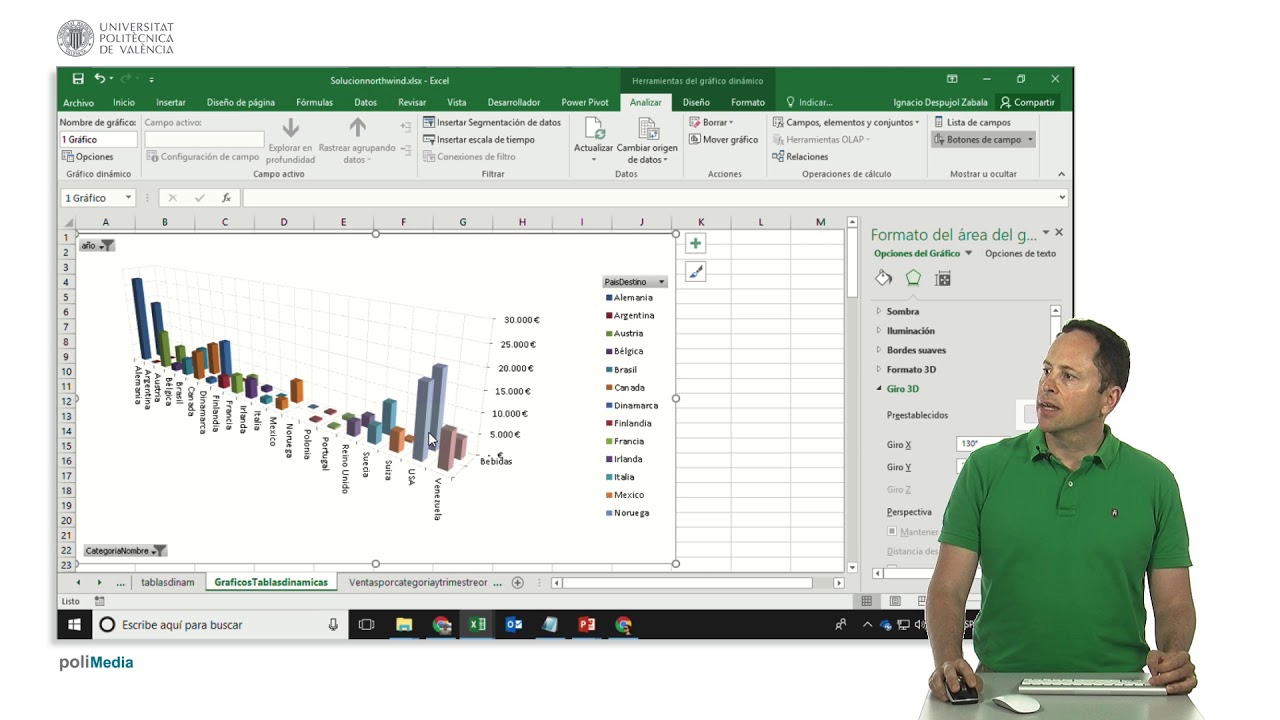 Excel. Uso de gráficos 3D para obtener conclusiones rápidas de conjuntos de datos |  | UPV