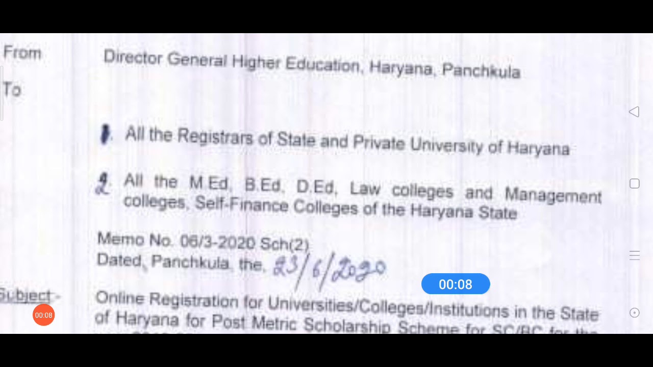 Scholarship In Haryana For Students | Post Matric Scholarship | How to Apply For Scholarship Haryana