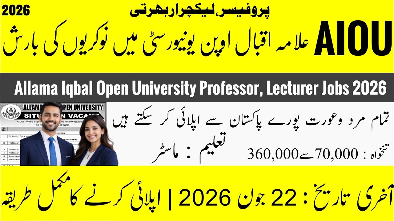 🔥 AIOU Jobs 2026 | Professor & Associate Professor Vacancies Announced | Apply Before Deadline