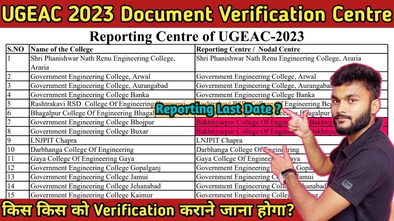 Document Verification Centre for UGEAC 2023 | Reporting Centre UGEAC counselling2023 Document List |