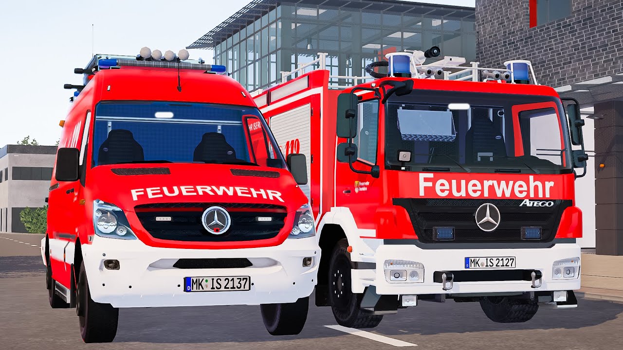 Emergency Call 112 – Iserlohn Ladder Truck & Firefighters Responding | Firefighting Simulation 4K