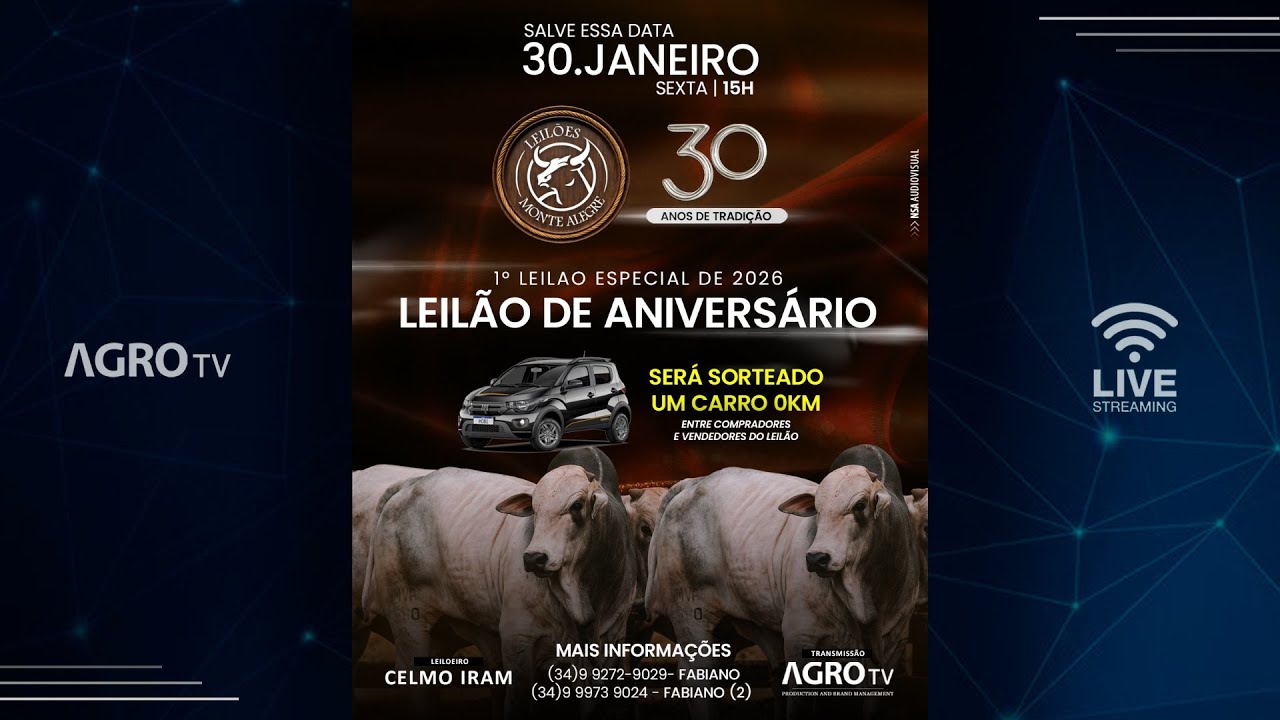 LEILÃO ESPECIAL DE ANIVERSARIO LEILÕES MONTE ALEGRE - 30/01/2026