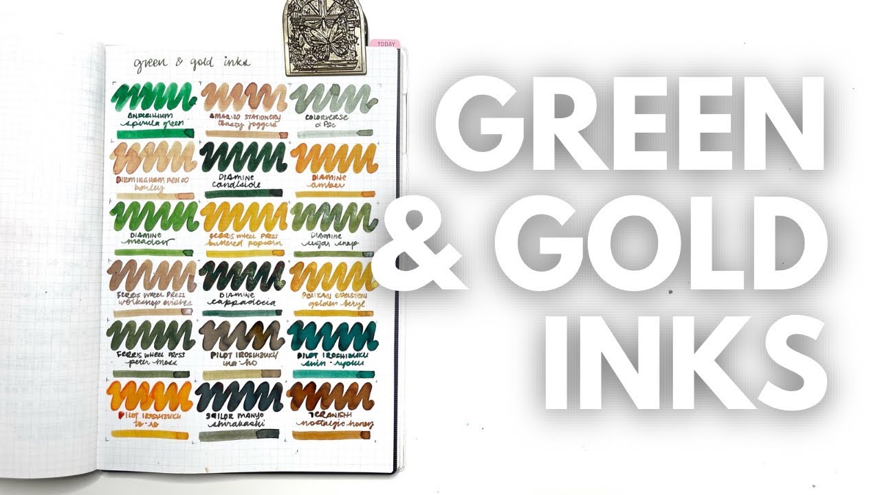 Ink Exploration // Green & Gold Inks - Ferris Wheel Press, Diamine, Sailor #fountainpenink