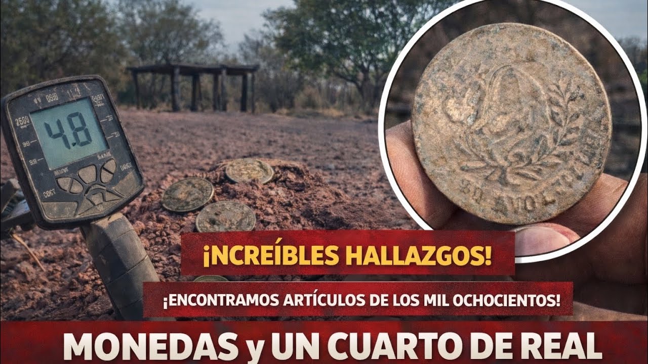 ¡Increíble hallazgo! Monedas del siglo XIX y un cuarto de real enterrados #parati #metaldetecting 