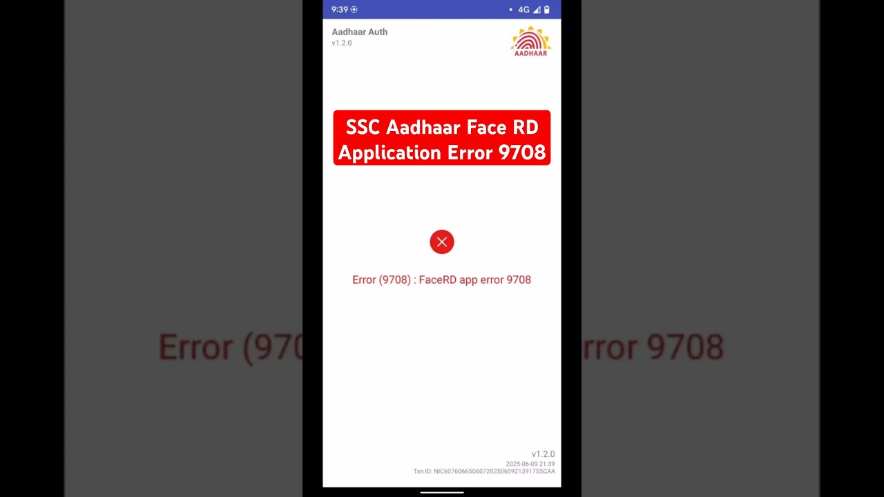 SSC Aadhaar Face RD Application Error 9708 #ssc #ssc2025 #aadhaarverification #sscaspirants
