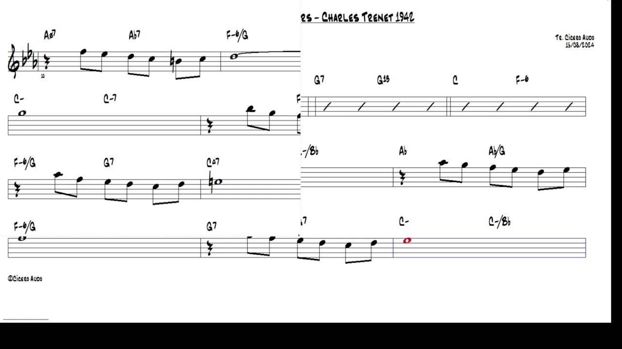 Que reste t il de nos amours - Charles Trenet 1942 (C Flute) [Sheet music] Cover