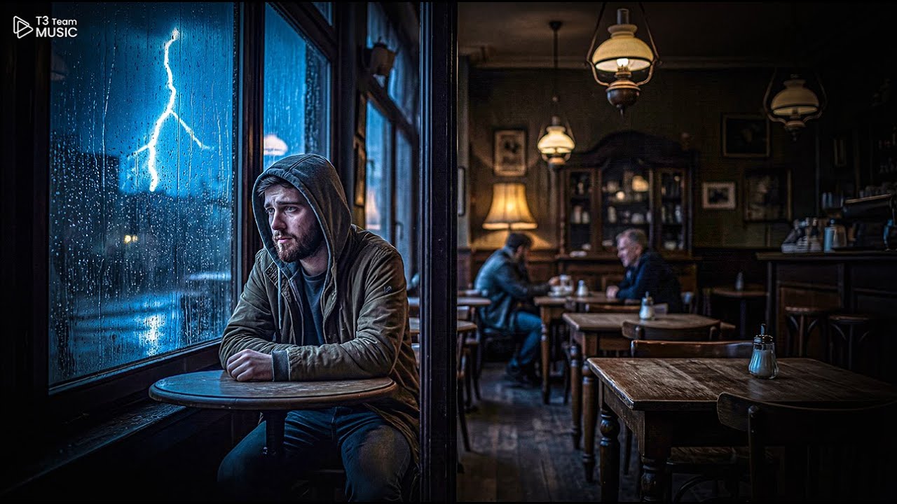 Dark Coffee Shop Ambience  Sad Jazz Piano Instrumental