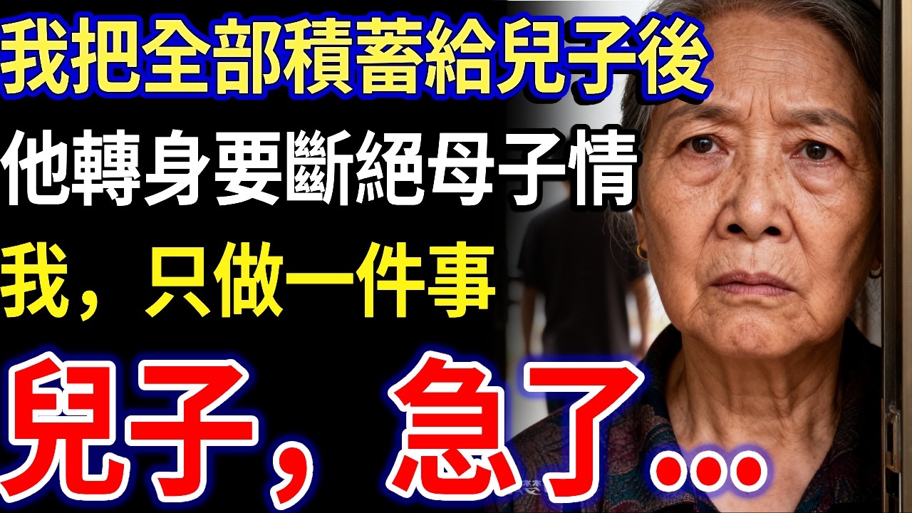 60歲阿婆自述：我把全部積蓄600萬給兒子後，他轉身要斷絕母子情！所幸我留了一手，這次我不再心軟！#家庭故事#家庭倫理#真實生活#情感故事#養老#不孝子#退休金