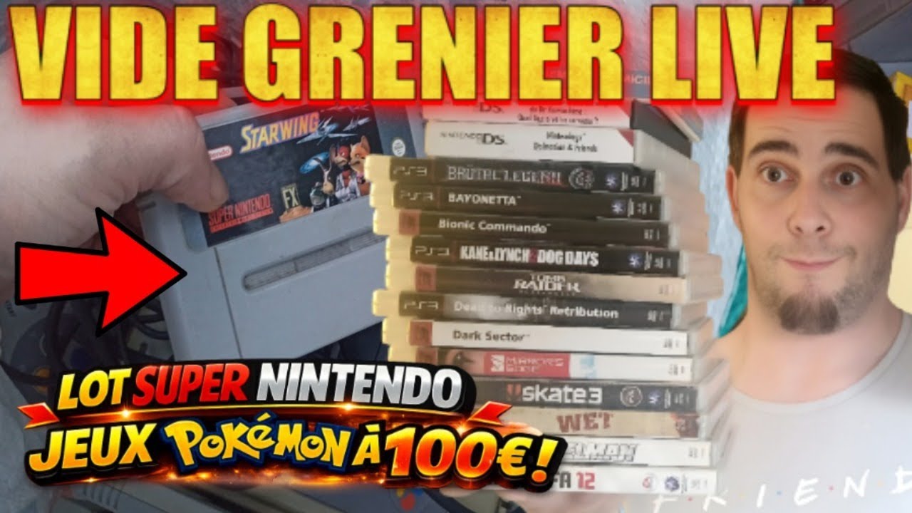 VIDE GRENIER LIVE - INCROYABLE LOT SUPER NINTENDO ET JEUX POK&Eacute;MON A 100&euro;