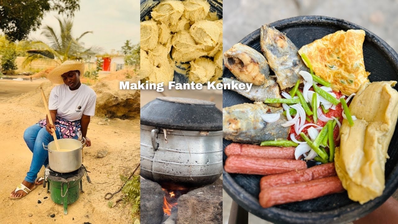 Refreshing Ghanaian Outdoor Cooking: Making Soft Fante Kenkey with Assorted Proteins 🇬🇭