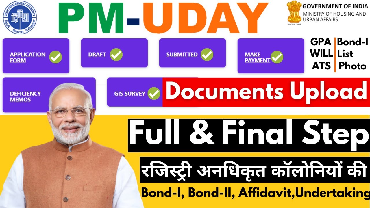 PM Uday Full & Final Step for Registry of unauthorised colonies in delhi after a GIS survey process