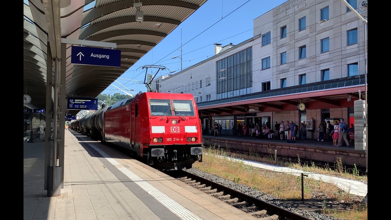 Deutsche Bahn BR 185 with a tank train pass-by at Ulm Hbf on June 2022.
