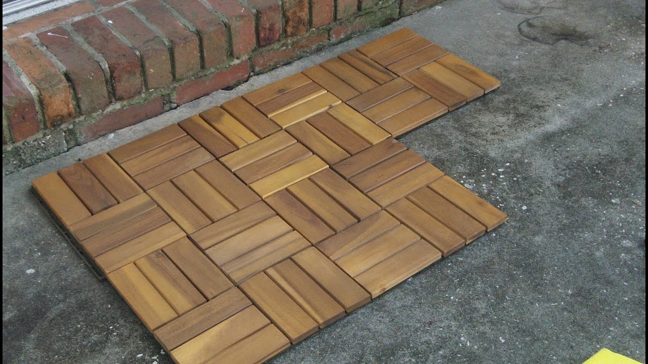 Unboxing & Installation: Upolana 9pcs interlocking deck tiles 12x12 acacia wood $36 (for 9sq ft)