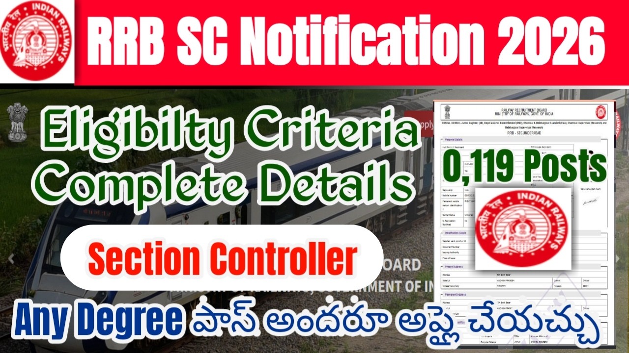 RRB Section Controller 2026 Notification 2026|Section Controller Apply Online during june 2026