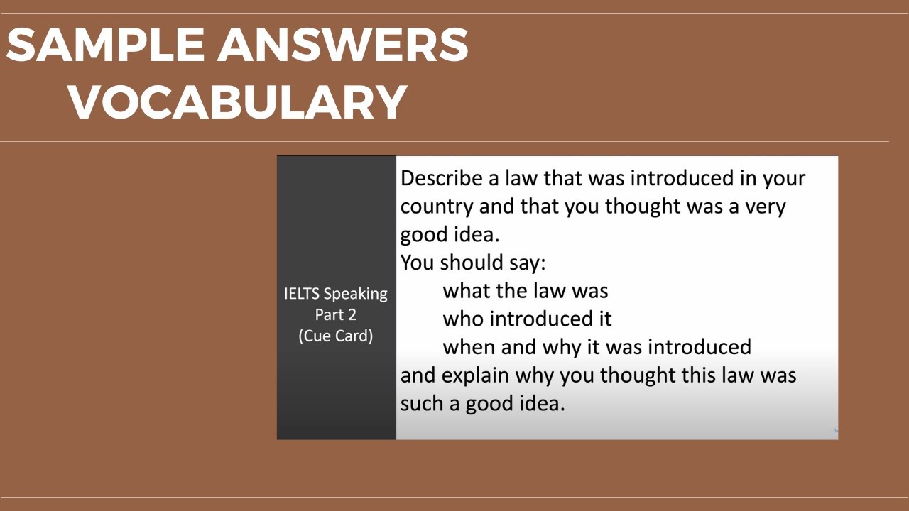 Book 19 | A law in your country: IELTS Speaking Part 2: Sample Answers (Band 9)