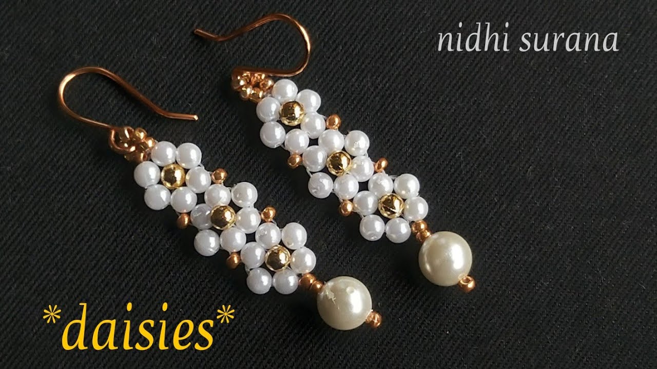 ⚜️Daisies, Beaded Earrings || DIY Aretes Tutorial || how to make (0262)