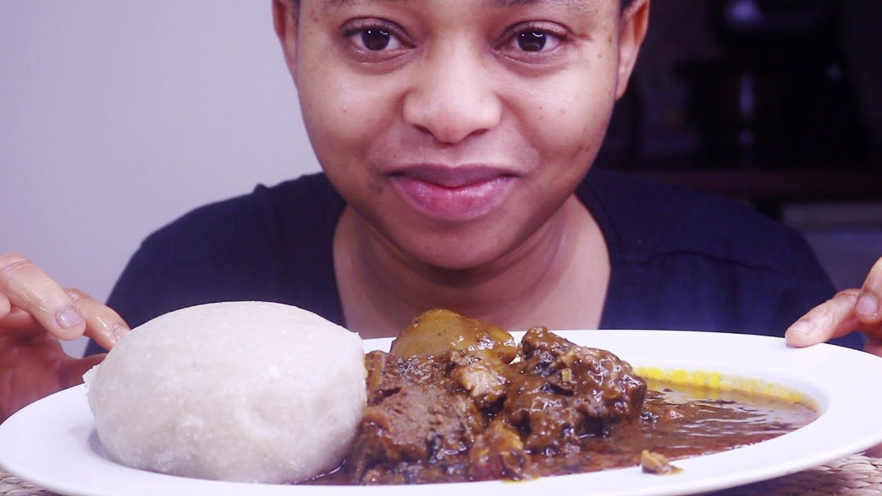 Nigerian/African Food Mukbang - Fufu Mukbang - Banga Stew With Garri Fufu - Hand Eating