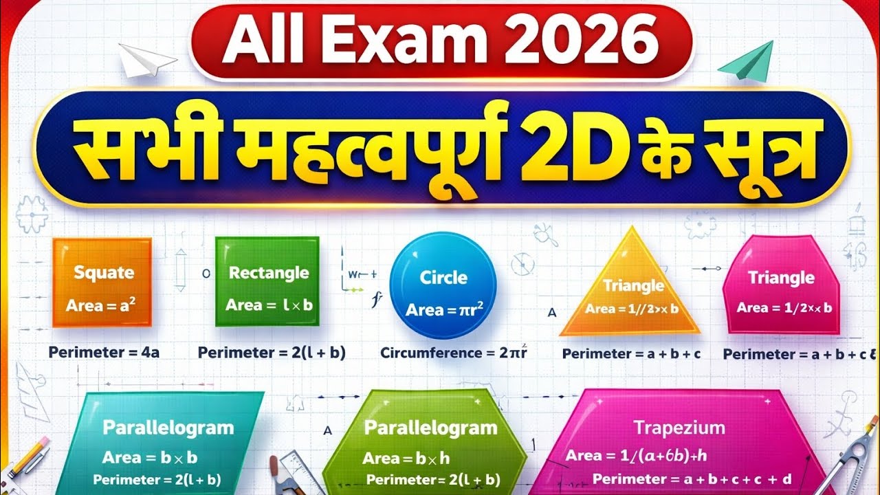 ☠️ 2D के सभी महत्वपूर्ण सूत्र l क्षेत्रमिति के सभी फार्मूले SSC CHSL GD Railway Exams By Rahul Singh