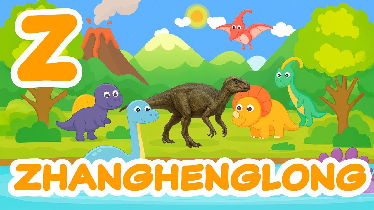 Z is for Zhanghenglong 🦕 | ABC Dino Songs | Whimsical Cartoon Vector Art