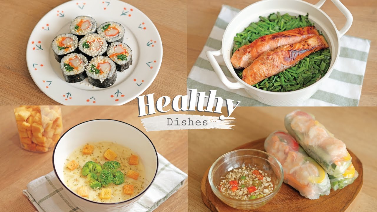 Makanan Sehat untuk Keluarga | Kimbab Sushi, Nasi Salmon Kucai, Lumpia Vietnam, Cream Soup & Crouton