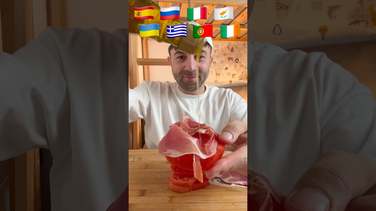 Tomato 🍅 Mukbang with toppings from differentcountries #mukbang #tomato #asmr #flag