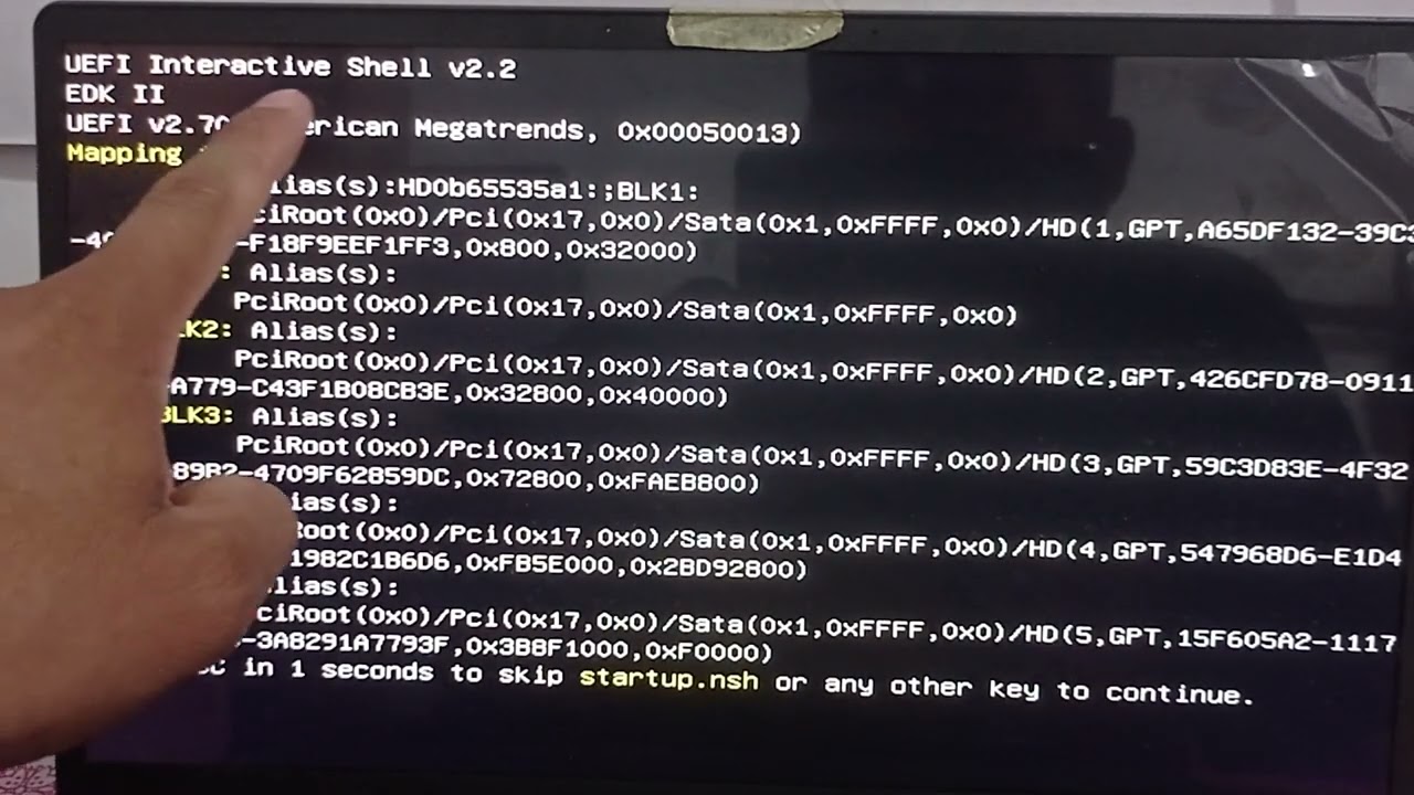 menghilangkan booting uefi interactive shell edk ii mapping table solusi permanen 