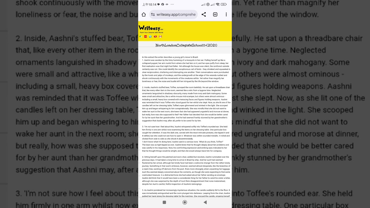 Deducing the meaning of unfamiliar words in the UK 11+ Reading Comprehension