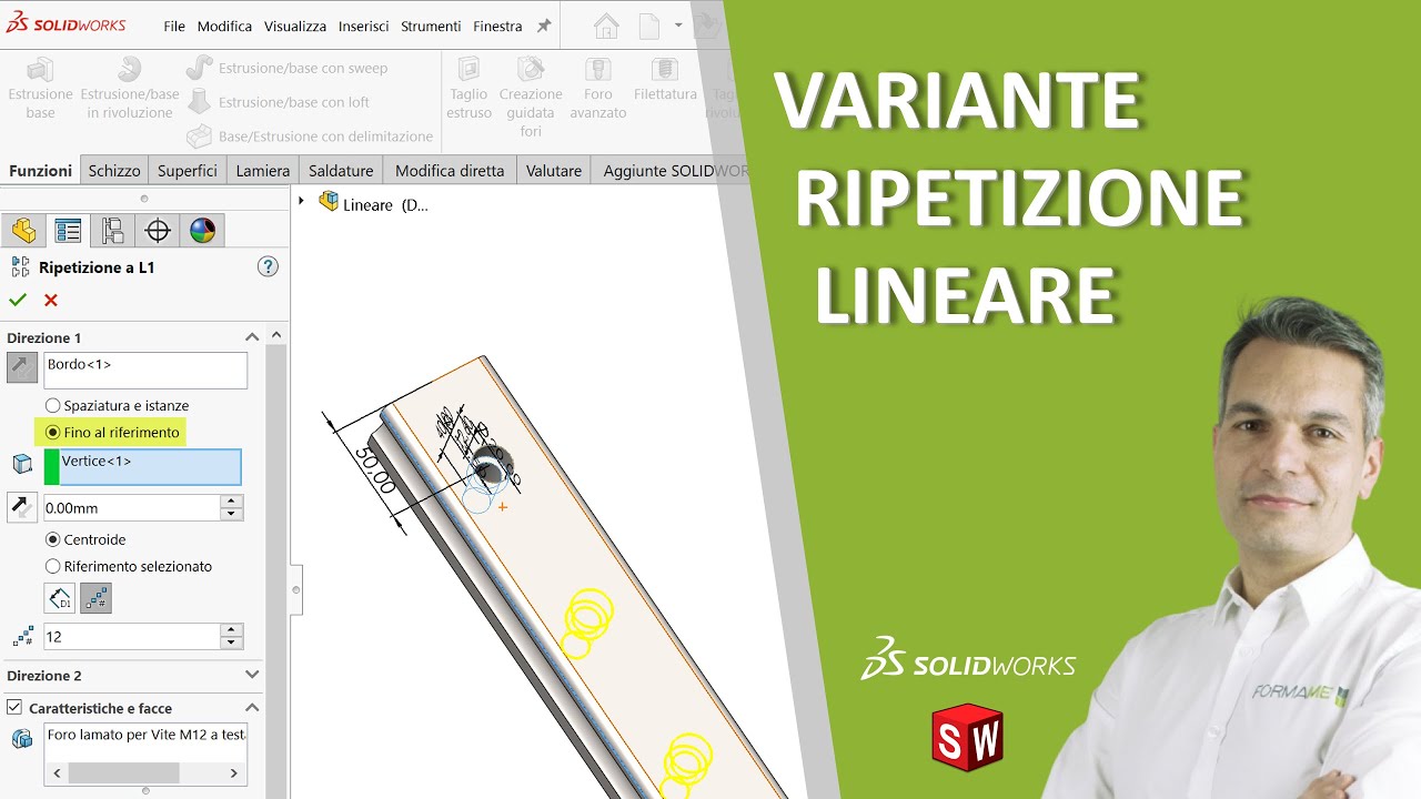 Variante della ripetizione lineare in SolidWorks