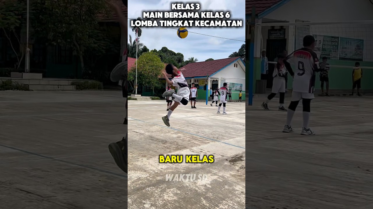 Kalian waktu SD sering ikut lomba apa? Ini kelas 3 sudah ikut lomba Voli lawan kelas 6 di Kecamatan