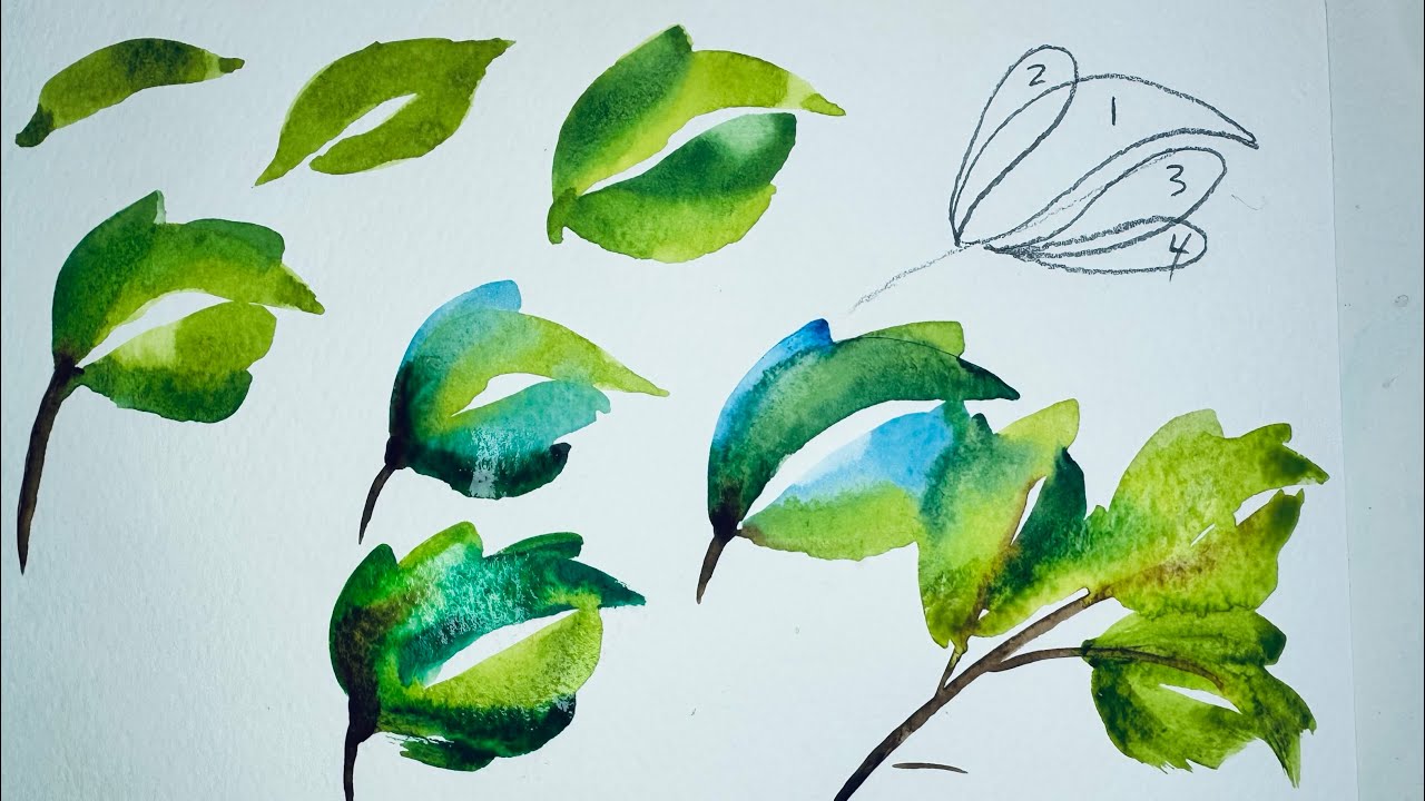 Advanced Watercolor Technique for Leaves BEGINNERS can do this! Wet on Wet Step by Step