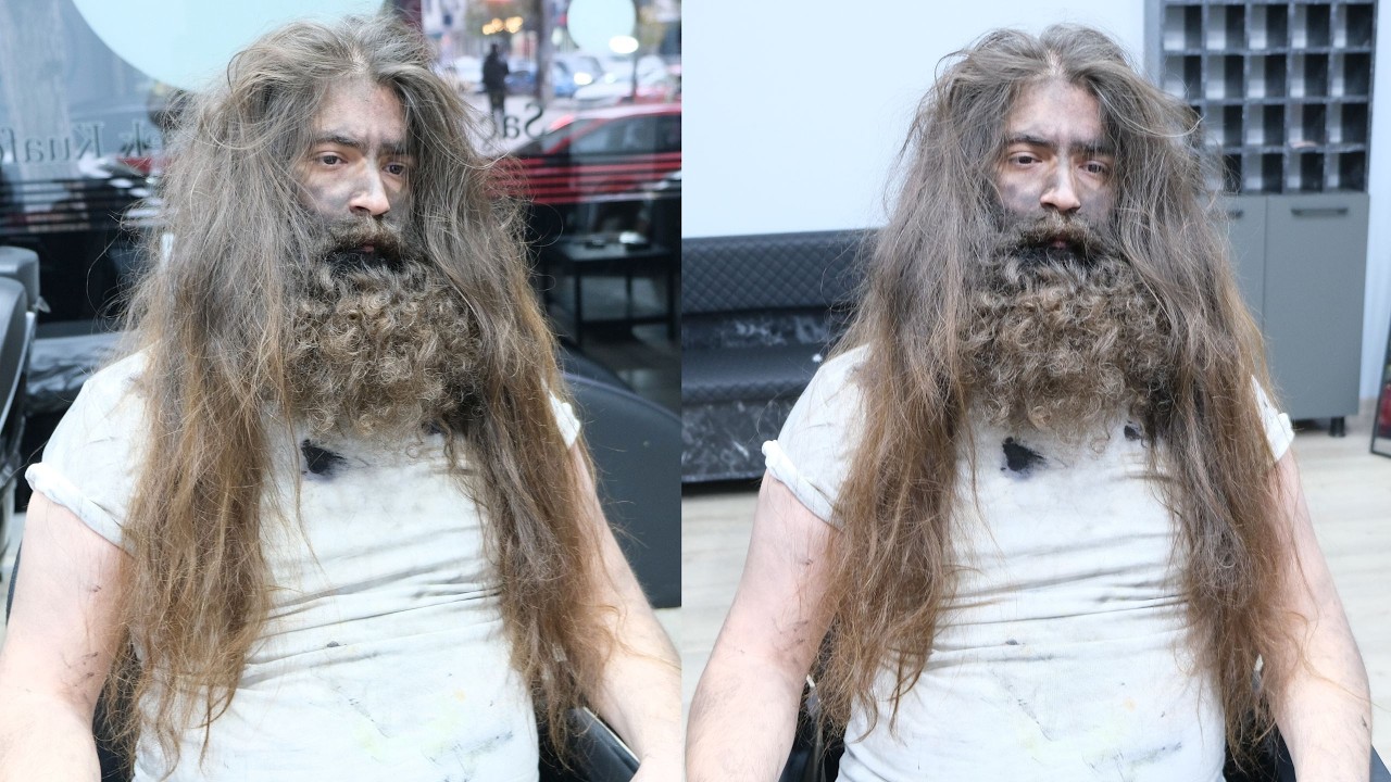 ''14 YEARS HAIR! Homeless Man Amazing Transformation