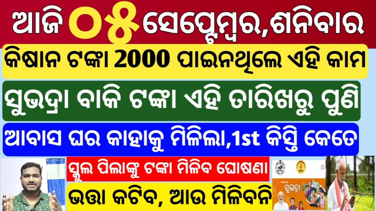 today's morning news odisha|5 september 2026|Subhadra Yojana|awas yojana|Groww app trade mutual fund