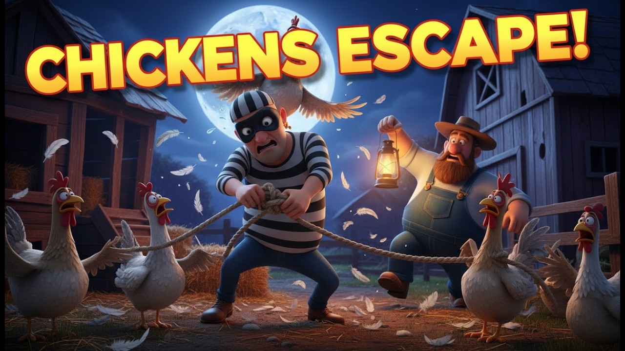 Chickens Escape the Coop! 🐔😱 | Farmer Runs to Help | Funny Cartoon