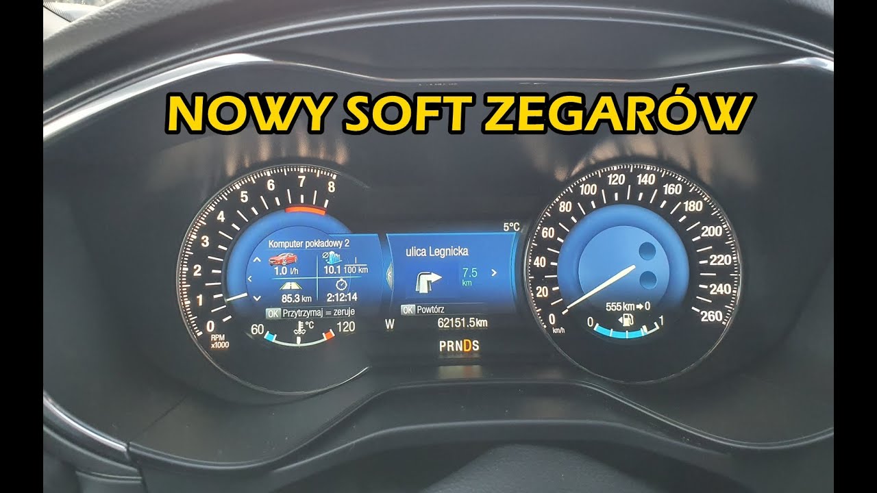 Nowy soft zegarów w Mondeo MK5 2.0 Ecoboost 240KM Titanium. Uruchomiona nawigacja oraz CTA.